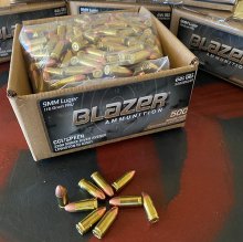 CCI Blazer BRASS 9 mm FMJ 115 gr. #5200BK500 500 rnd/BULK PACK