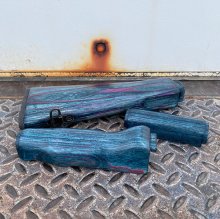 US MADE AKM MILLED RECEIVER FURNITURE SET - FIRELINE BLUE SKY