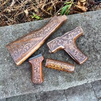 HAND CARVED WALNUT KHYBER PASS AKM AK74 DONG FURNITURE SET #29