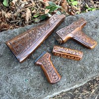 HAND CARVED WALNUT KHYBER PASS AKM AK74 DONG FURNITURE SET #30