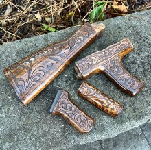 HAND CARVED WALNUT KHYBER PASS AKM AK74 DONG FURNITURE SET #31