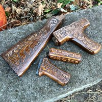 HAND CARVED WALNUT KHYBER PASS AKM AK74 DONG FURNITURE SET #32