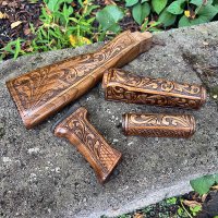 HAND CARVED WALNUT KHYBER PASS AKM AK74 FURNITURE SET #12