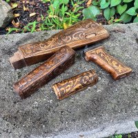 HAND CARVED WALNUT KHYBER PASS AKM AK74 FURNITURE SET #14