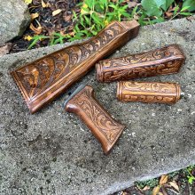 HAND CARVED WALNUT KHYBER PASS AKM AK74 FURNITURE SET #18