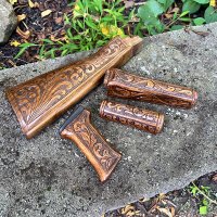 HAND CARVED WALNUT KHYBER PASS AKM AK74 FURNITURE SET #21