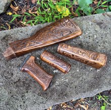 HAND CARVED WALNUT KHYBER PASS AKM AK74 FURNITURE SET #22