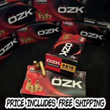 OZK Ammo 9 mm 124 gr. FMJ BRASS Case 1000 rnd FREE SHIPPING